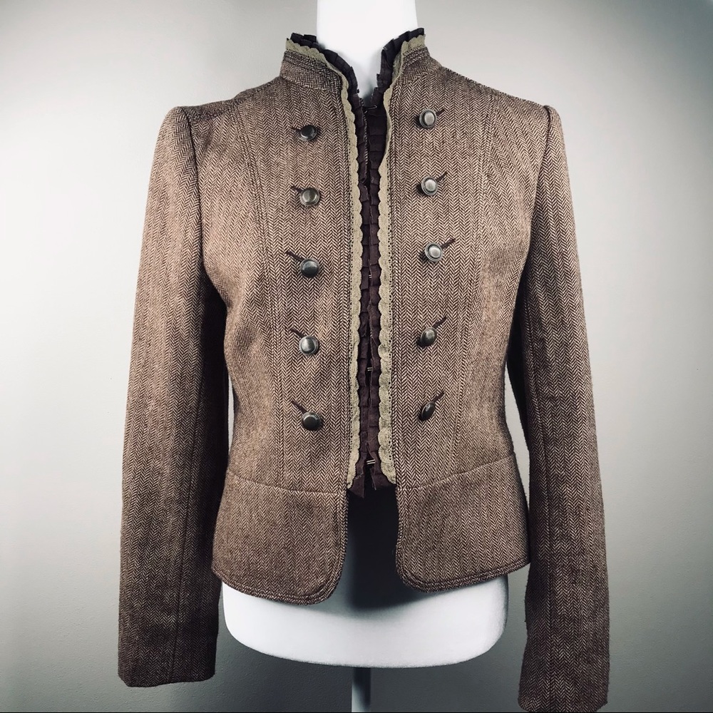 Willi Smith Herringbone Military Jacket Blazer